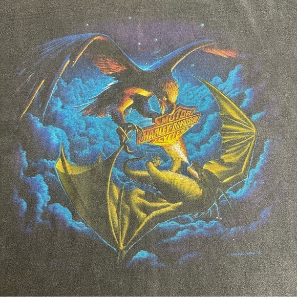 Vintage Harley Davidson Shirt Men's XL Dragon Eagle Double Sided Doc's St. Louis - Picture 2 of 10